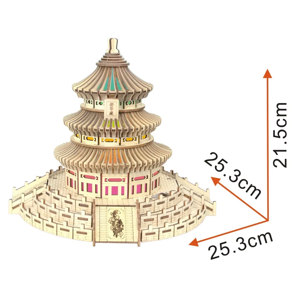 

Beijing Tiantan Colorful Light (a Group) 3D Model 3D Puzzle Model Jigsaw Puzzle Laser Processing