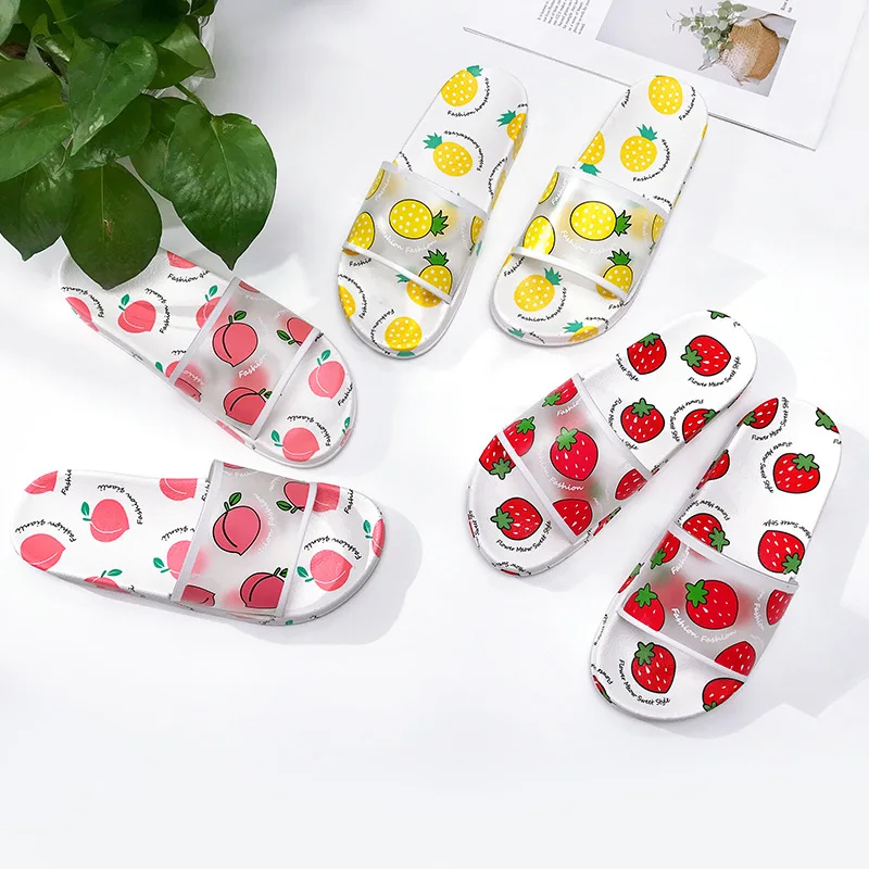 

2020 New Summer Fruit Sandals Ladies Slippers Women Slippers Shoes Cute Beach Slippers Fashion Flat Sandals Women Clear Shoes