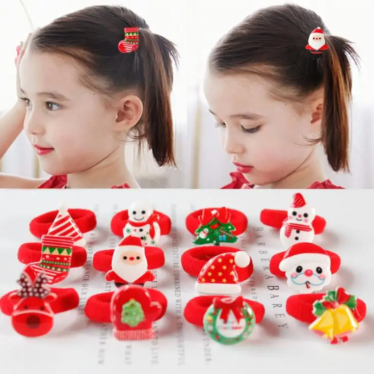 2 шт./пара модных милых популярных рождественских завязок для волос девочек с