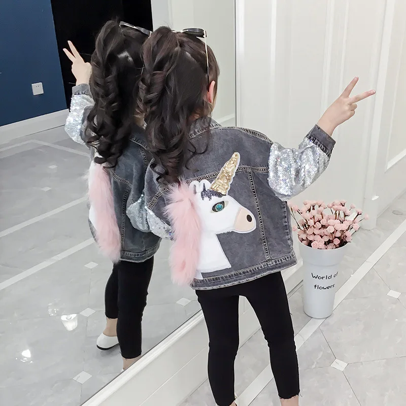 

Girls My Little Jeans Coat Spring And Autumn 2019 New Style GIRL'S Denim Suit Tops Big Boy a Generation of Fat