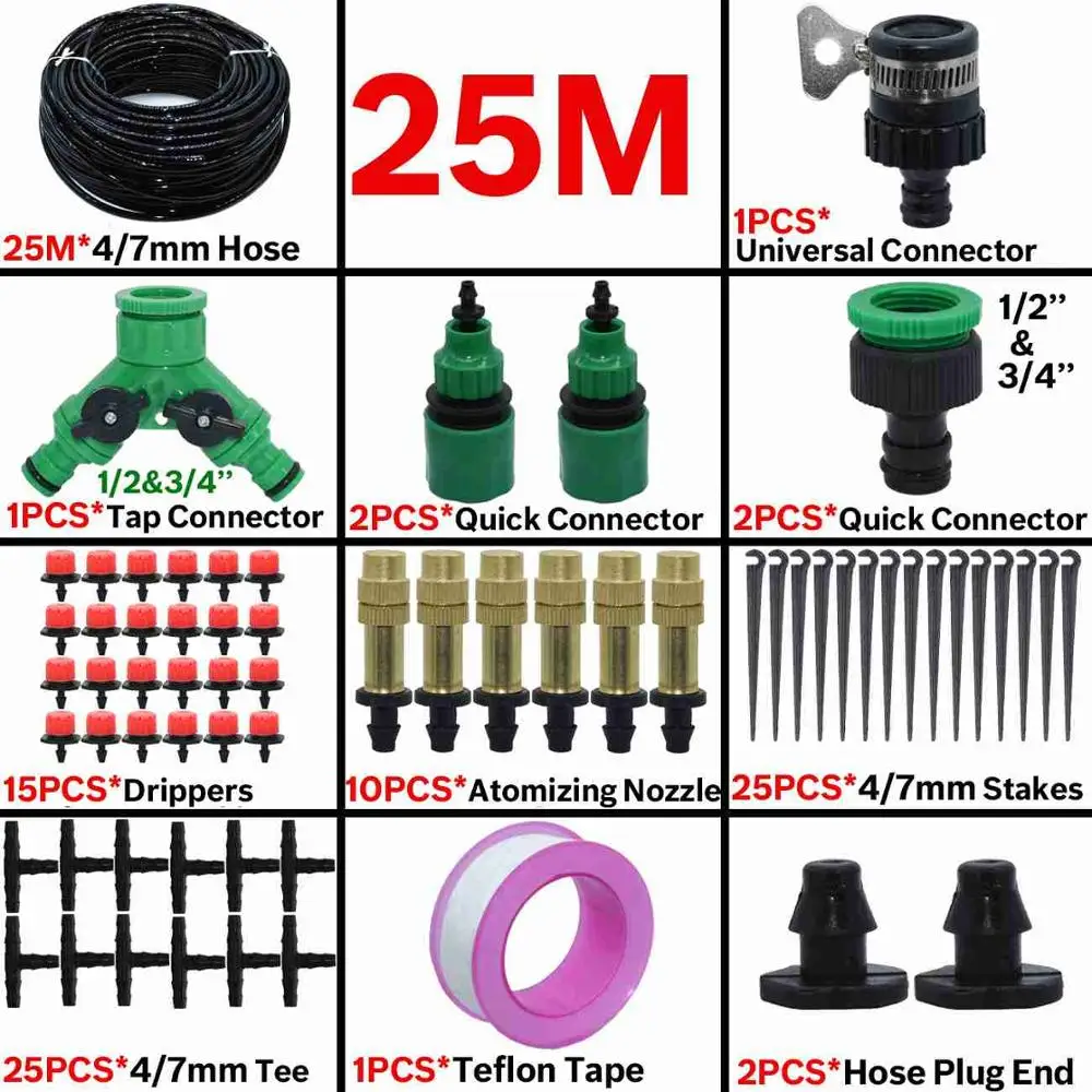 KESLA 5M-30M Drip Irrigation Watering Kits System Garden Greenhouse Automatic Adjustable Drippers 8 Outlets Sprinkler 4/7mm Hose 