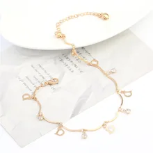 Дизайн в Корейском стиле Модные солнцезащитные очки в стиле ретро с украшением в виде кристаллов колокол браслет простые Ленточки двойной Слои анклет(браслет на ногу Hipster zi mu qiu бурения Для женщин анклет(браслет на ногу