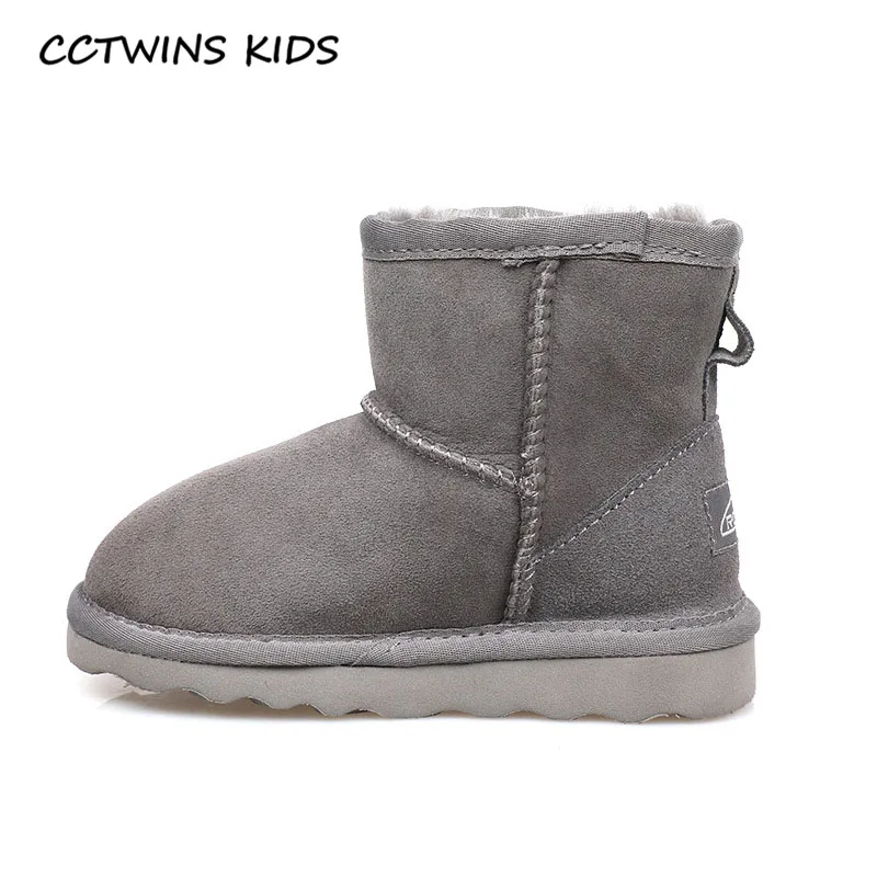 CCTWINS/детская обувь; коллекция года; зимние брендовые ботинки для мальчиков; Детские Модные теплые ботильоны из овечьей шерсти; черная обувь для маленьких девочек; SNB055 - Цвет: Серый