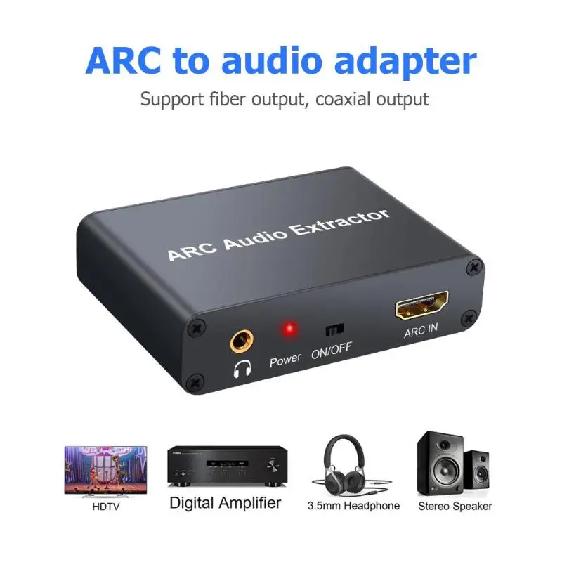 HDMI ARC аудио экстрактор 3,5 мм волоконный коаксиальный преобразователь для усилителя саундбара Функция шумоподавления коммутационной машины