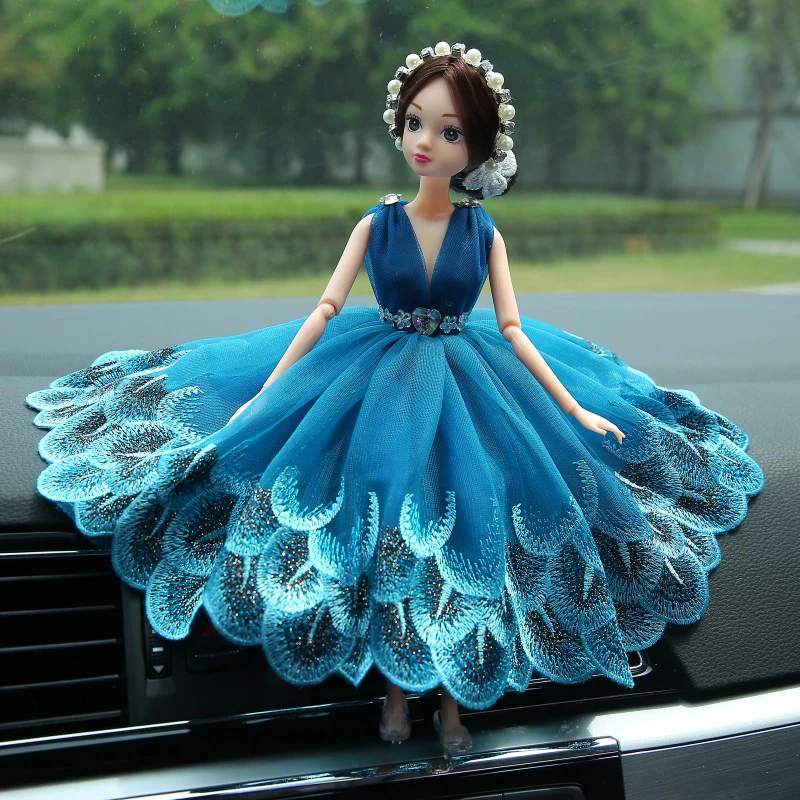 Украшение автомобиля автомобильные аксессуары Автомобильные украшения в ювелирных изделиях Свадебные украшения bestie девочка кукла детский подарок на день рождения - Название цвета: blue
