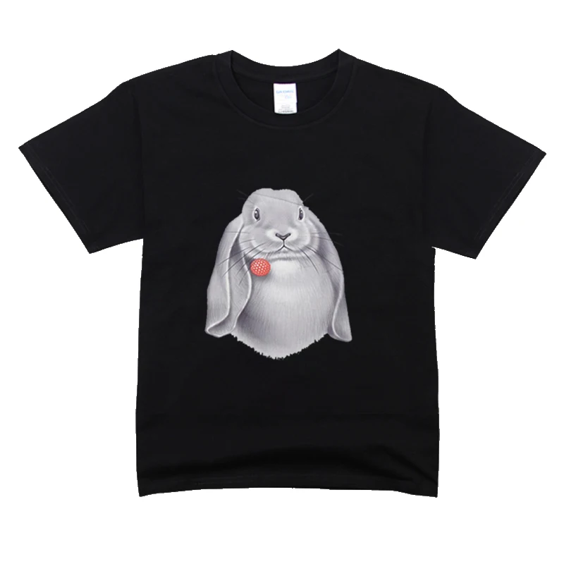 Детская футболка с короткими рукавами для девочек Детская футболка с принтом кролика в стиле Харадзюку футболка для девочек модная детская одежда
