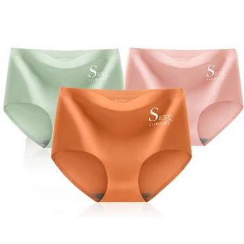 

2pcs Sexy Seamless Panties For Women Ice Silk Soft Underwear Briefs Ultrathin Comfort Underpants Mid Waist Females Intimates #F