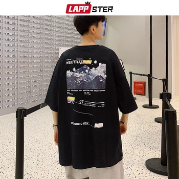 

LAPPSTER Men Mountain Harajuku Cotton Tees 2020 Summer Mens Japanese Streetwear T Shirts Male Hip Hop Half Sleeve Tops Tees