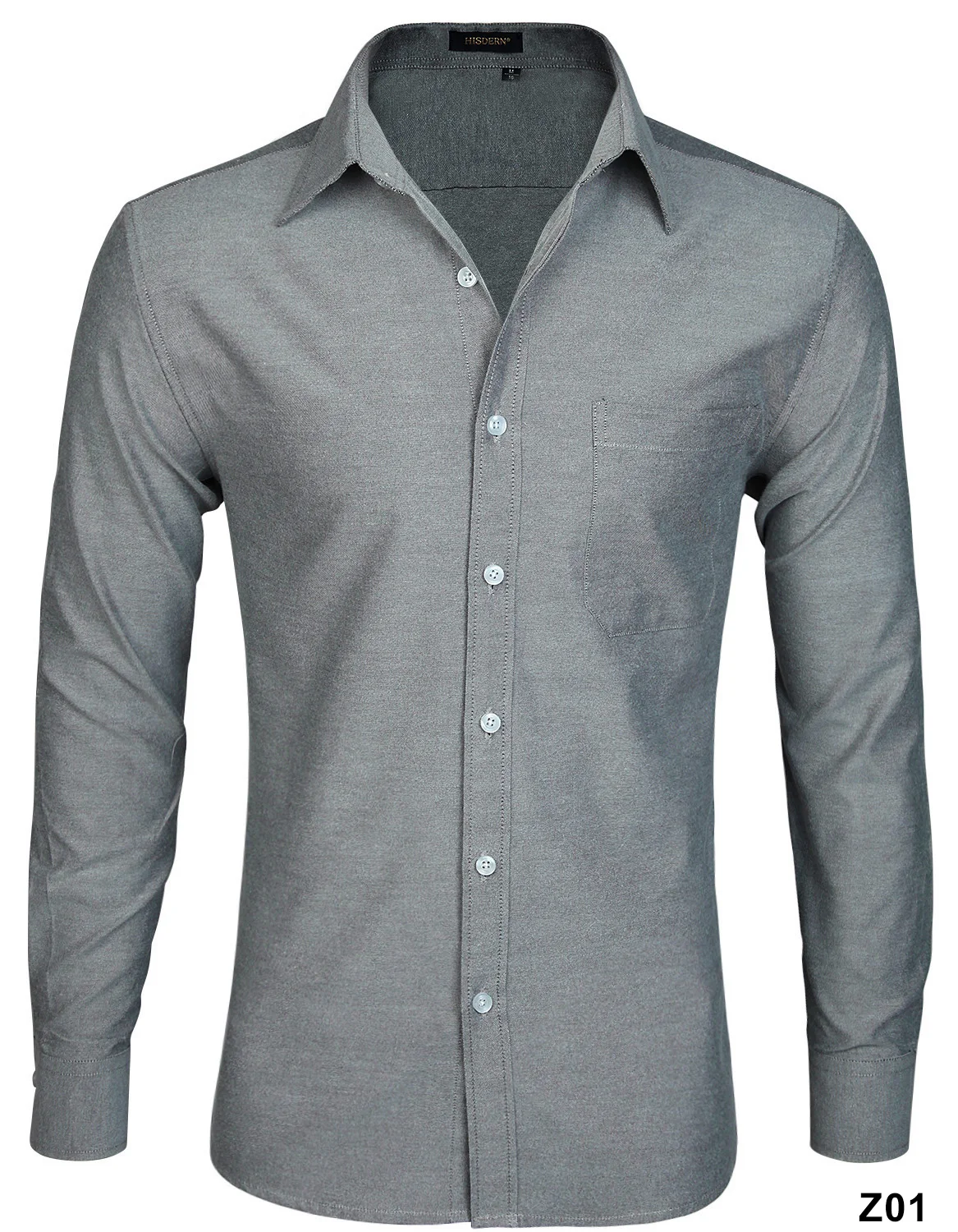 HISDERN/Модная Мужская однотонная Повседневная рубашка на пуговицах с длинным рукавом в деловом стиле - Цвет: Z01