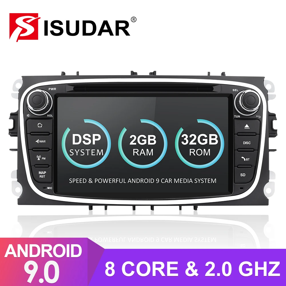 Isudar 2 Din Auto Radio Android 9 For FORD/Focus/S-MAX/Mondeo/C-MAX/Galaxy Car DVD Multimedia GPS USB DVR Octa Core Rom 32GB DVR