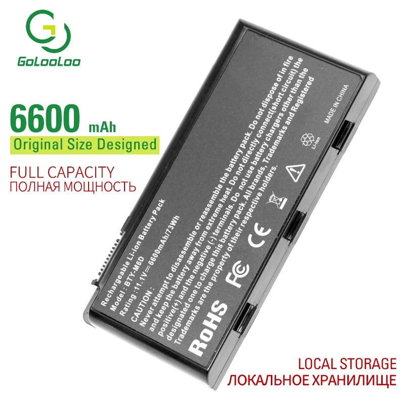 Golooloo 11 1 v 6600 мА ч/73WH ноутбук аккумулятор для MSI BTY M6D GX680 GX680R GX780 GX780DX GX780DXR GX780R