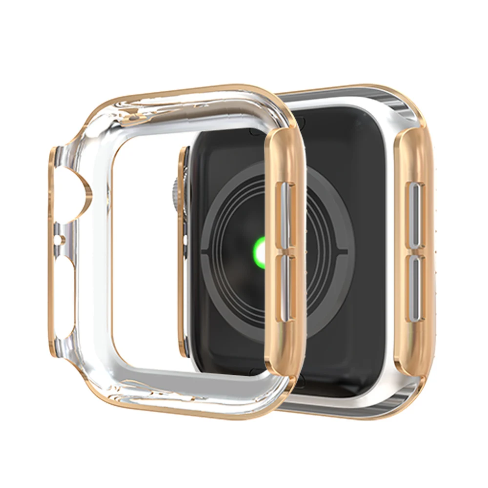 6D Стразы с блестками чехол для Apple Watch Series 5 4 3 2 1 Жесткий ПК Бампер рамка Полное покрытие чехол Крышка 38 40 42 44 мм