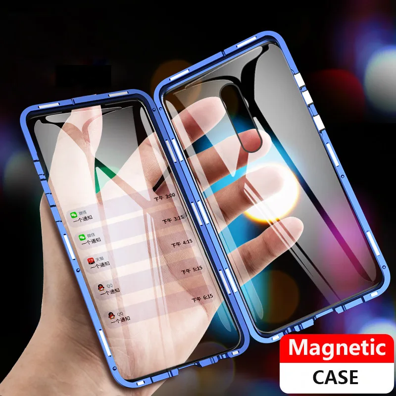 

Metal Magnetic Phone Cases For Xiaomi Mi 9 9T Pro 8 CC9e A2 6x For Redmi Note 8 7 K20 Pro Double-Sided Tempered Glass Full Cover