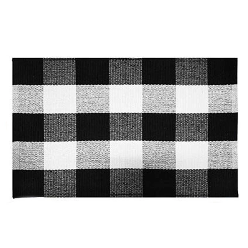 Cotton Buffalo Plaid Rugs,Buffalo Check Rug,23.6Inch x35.4Inch,Checkered Outdoor Rug,Outdoor Plaid Doormat For Kitchen/Bathroom/