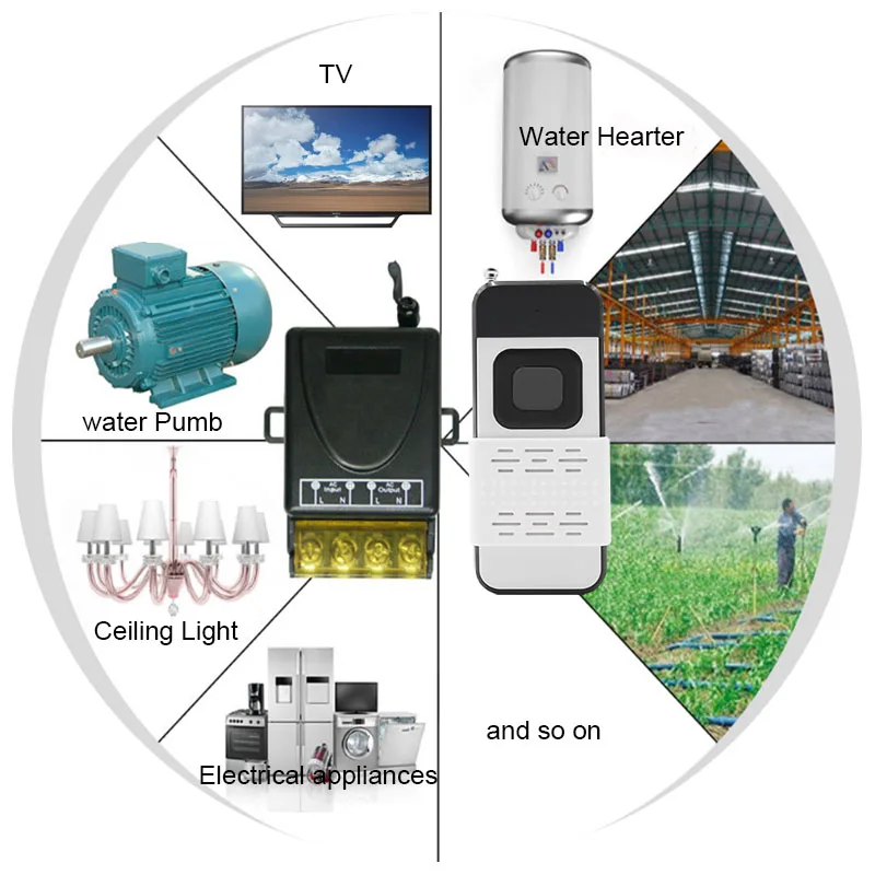 Мощный беспроводной выключатель с дистанционным управлением 433 МГц, 55 А, 1000 м, для завода, фермы, офиса, вытяжной вентилятор, потолочная лампа