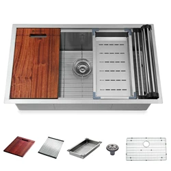 32 *19 Inch Undermount 16 Gauge Kitchen Sink R10 Radius Stainless Steel Kitchen Sink Single Bowl Handmade with Intergrated