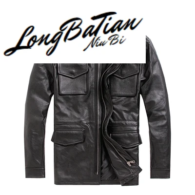 Genuine Cowhide Men's Coat 2020 Real Jacket Men Vintage Plus Size 100% Cow Leather Coats Chaqueta Cuero Hombre | Мужская одежда