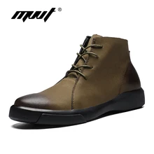 Брендовые мужские ботинки; теплые меховые ботильоны; мужские мотоциклетные ботинки из натуральной кожи; Повседневная Уличная Мужская зимняя обувь