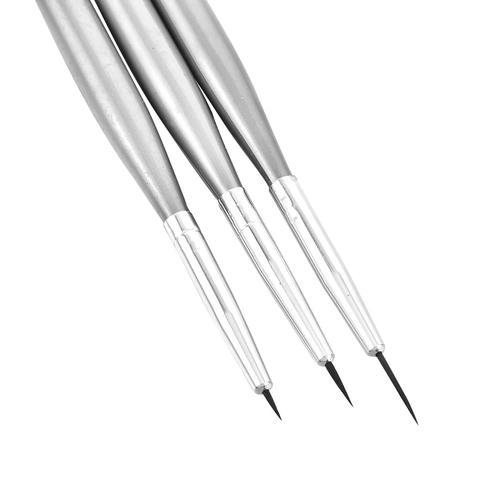 3Pcs Acrylic French Stripe Nail Art Liner Brush Set 3D Tips Manicure Ultra-thin Line Drawing Pen UV Gel Brushes Painting Tools