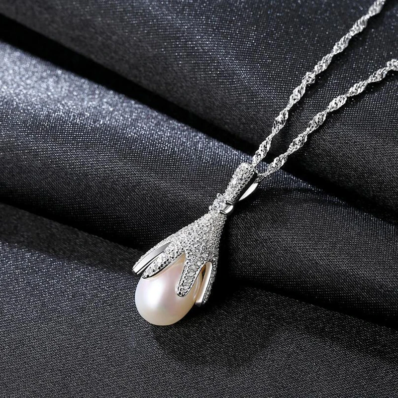 

[MeiBaPJ]Real Freshwater Pearl Simple Personality Pendant Necklace 925 Solid Silver Pendant Fine Jewelry for Women