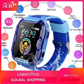

LIGE new 4G kids smart watch child SOS emergency call smartwatch GPS positioning tracking IP67 waterproof blue watch child Gift