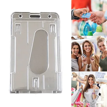 

Clear Transparent ID Card Holder Protector Cover Case for Employee Badge Cards J99Store
