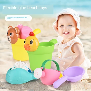 

NEW Baby Bath Toys 4pcs Soft Plastic Beach Toys Water Spraying Tool Summer Classic Toys Watering Pot Game Sand Playing For Kids