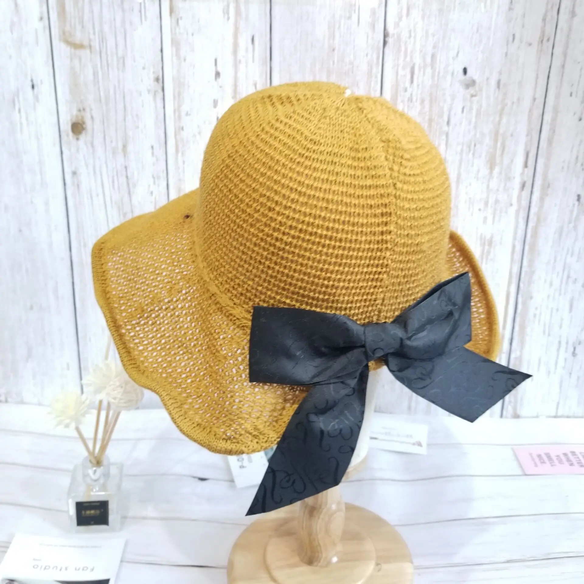 

Korean-style Large Brimmed Bow Bucket Hat Children Summer Outdoor Sunshade Straw Hat Casual Holiday Seaside Sun-resistant Bucket