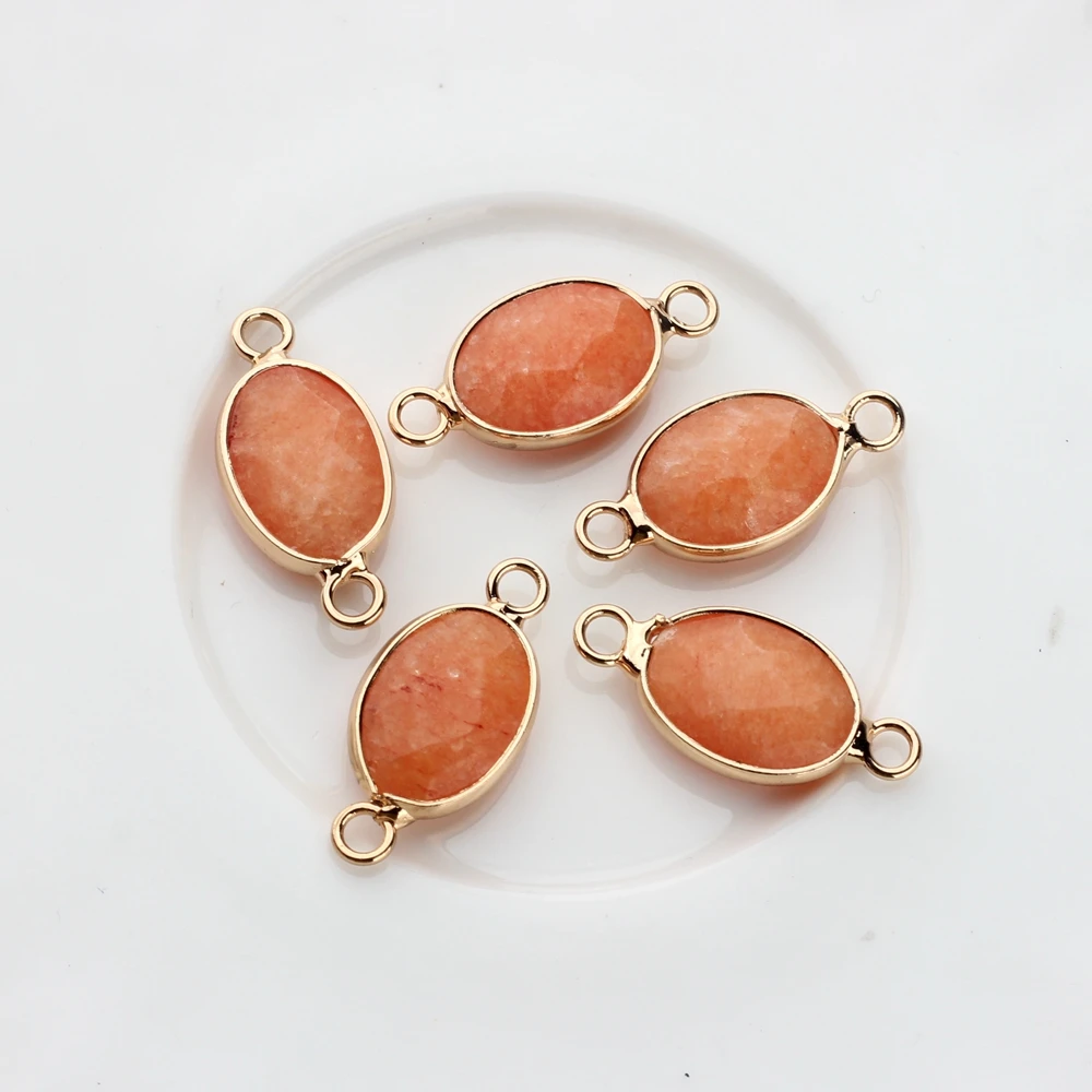 Natürliche Stein Charms Facet Oval Form Doppel Loch Stecker Charms 2 stücke Für DIY Halskette Schmuck Machen Zubehör – Detail 10