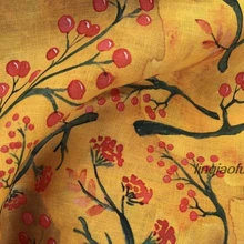 Блестящая желтая льняная ткань с принтом платье cheongsam ретро ткань высокого класса льняная ткань