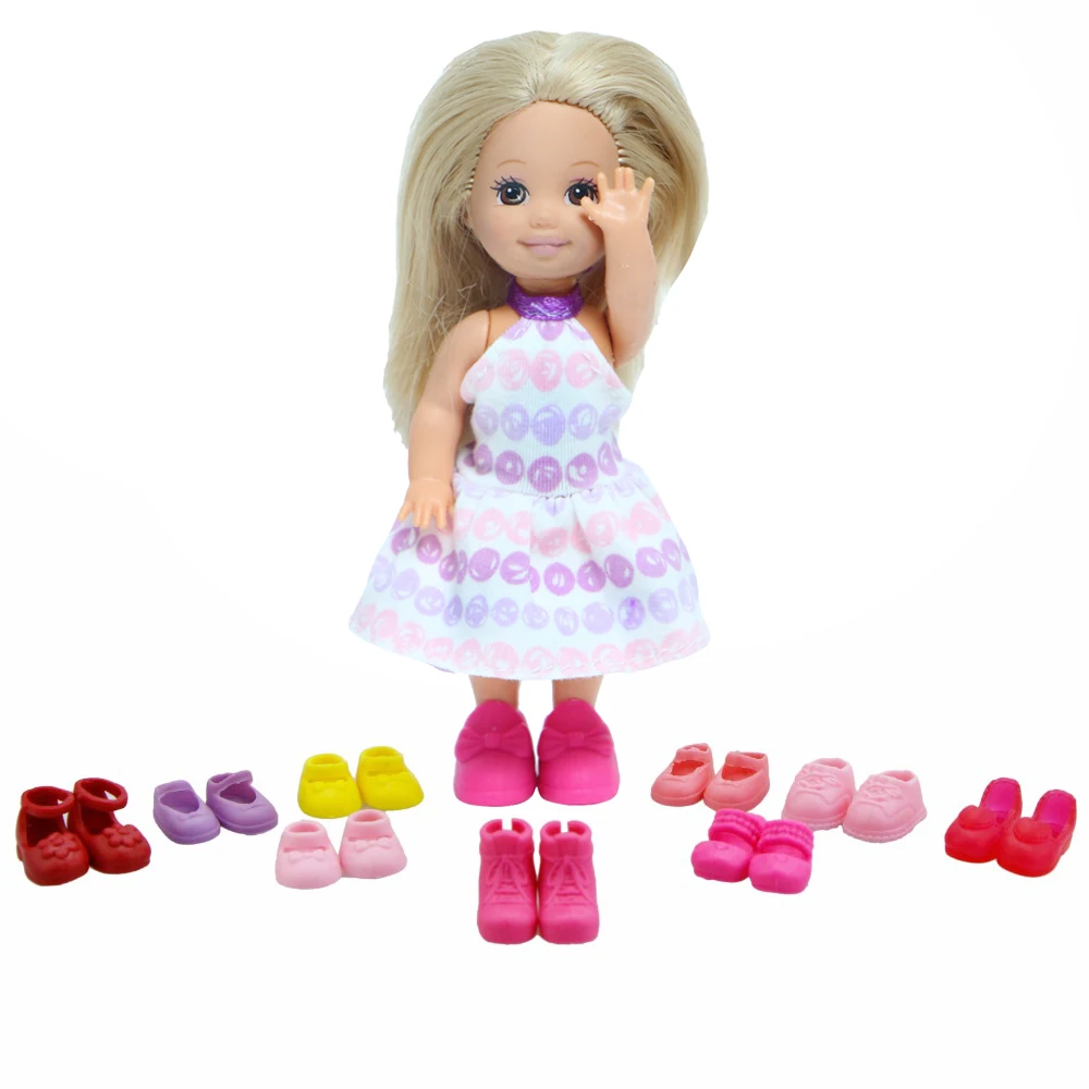 Random 10 Pcs/Lot = 5 Outfits Cute Dress Skirt Bikinis + 5 Shoes Sandals Clothes for Barbie Doll Accessories for 4 Inch Kids Toy