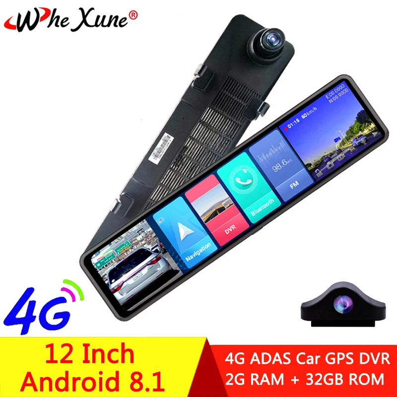 WHEXUNE 2020New Full HD 1080P 12 дюймов сенсорный экран IPS Видеорегистраторы для автомобилей