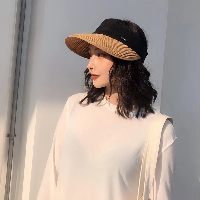 

INS Vacation Style Topee Women's Korean-style Hipster Seaside Sun-resistant Topless Hat Japanese-style Network Red Strawhat Brim