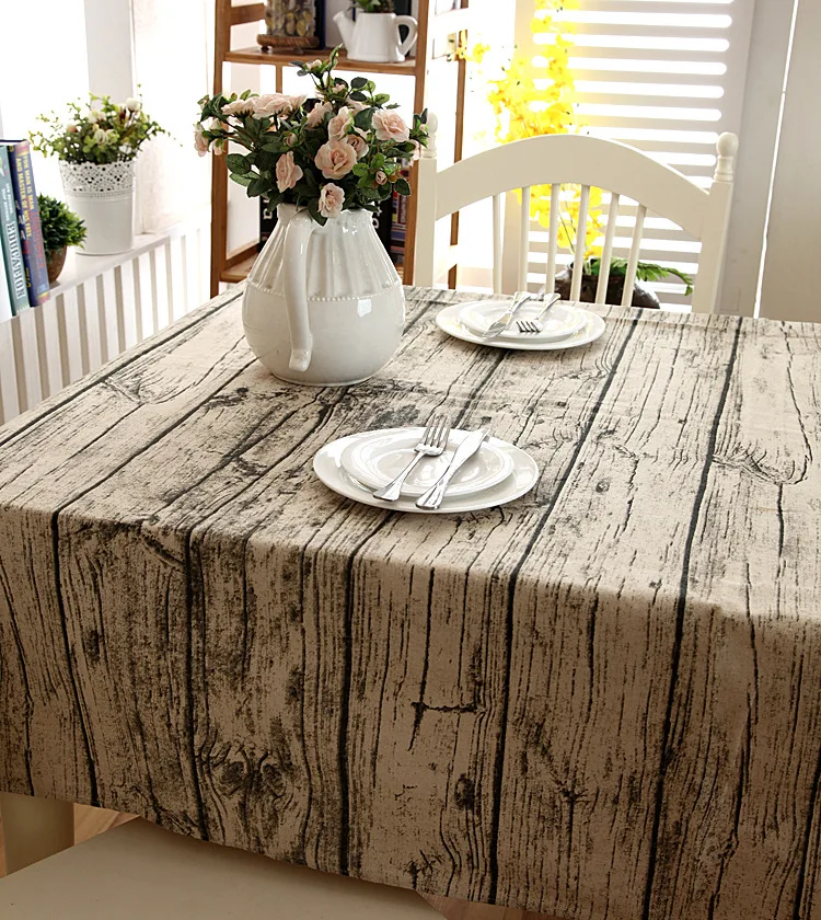 Linen and lace coffe table Imitation bark wood grain tablecloth table cloth Outdoor mantel Table Cover home kitchen Decrotion