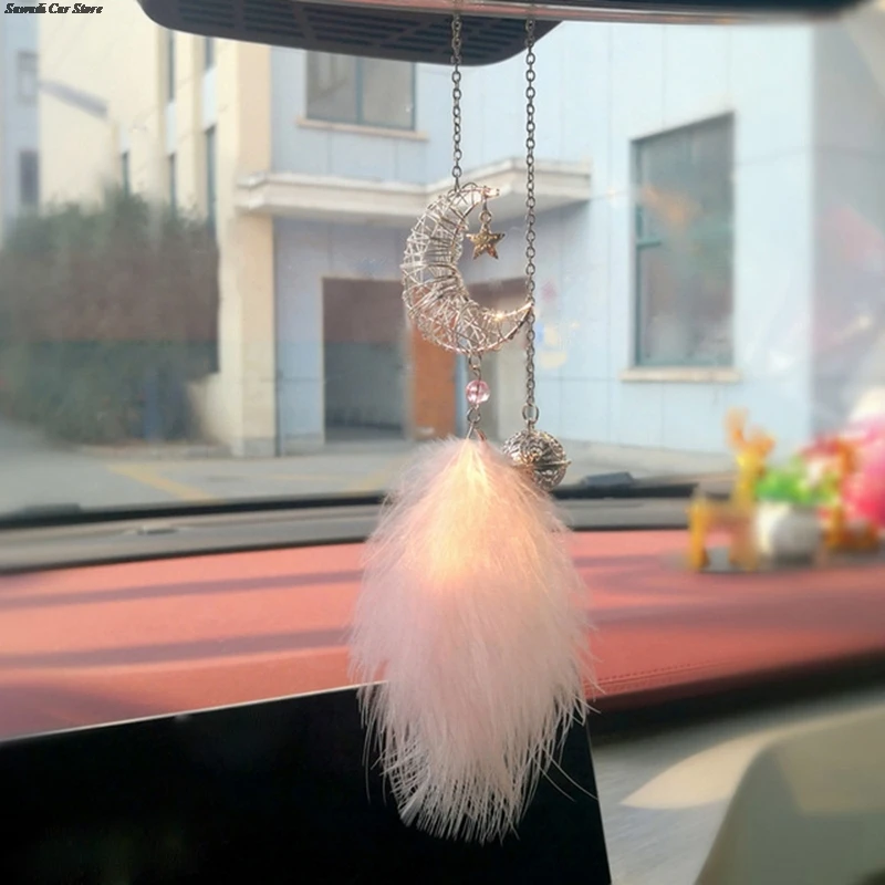Car Dream Catcher Feather Pendants White Pink Fluffy Feather Soft Hanging Ornament Auto Home Wall Pendant Decoration Gifts New