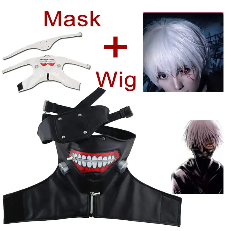 

Luxury Latex Tokyo Ghoul Ken Kaneki Mask With Adjustable Zipper Japan Anime Cosplay Accessory Halloween Prop Gift Scary Costume