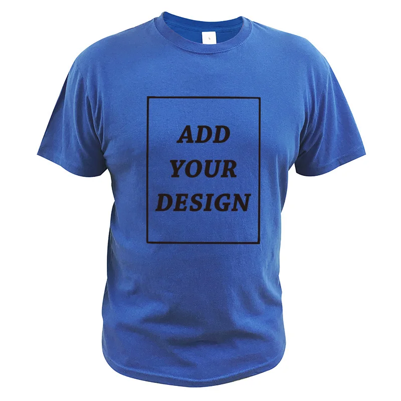 Европейский размер, хлопок, Заказная футболка, сделайте свой дизайн, логотип, текст, принт, дизайн, футболка высокого качества - Цвет: Синий