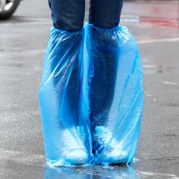 

100Pairs Disposable Long Boot Cover Waterproof Plastic Shoes Covers Protective Safe Shield Dustproof Isolation Overshoes Outdoor