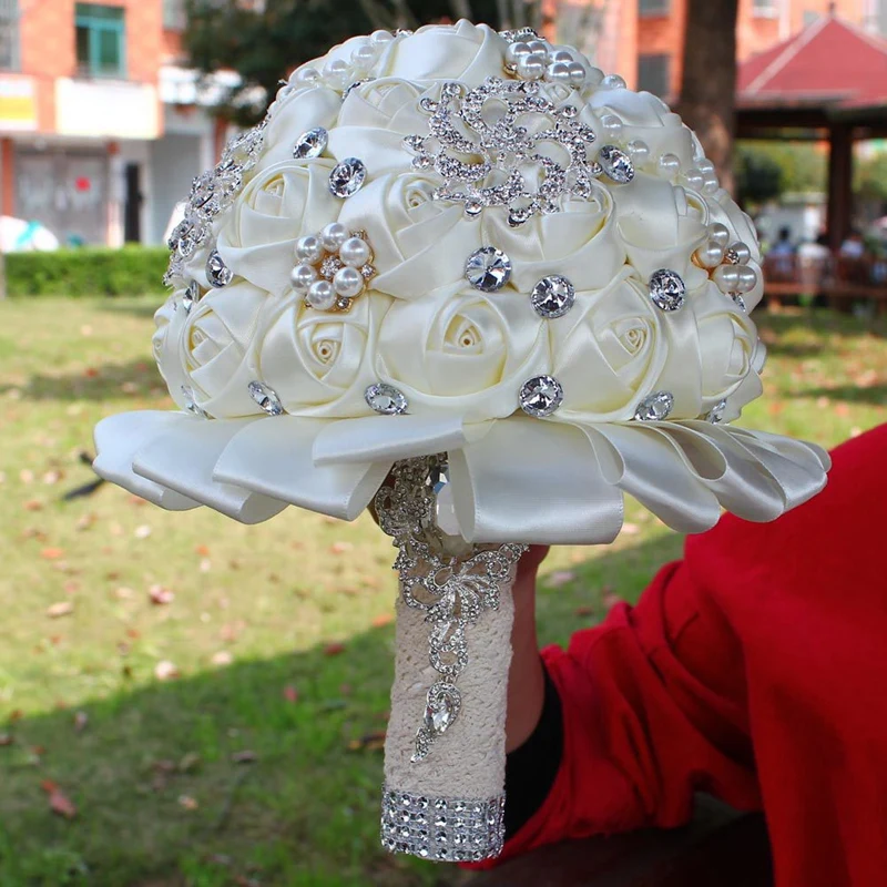 Розы Кристалл Свадебный букет из бисера Свадебные аксессуары, букеты невесты Искусственные цветы для свадьбы свадебные букеты