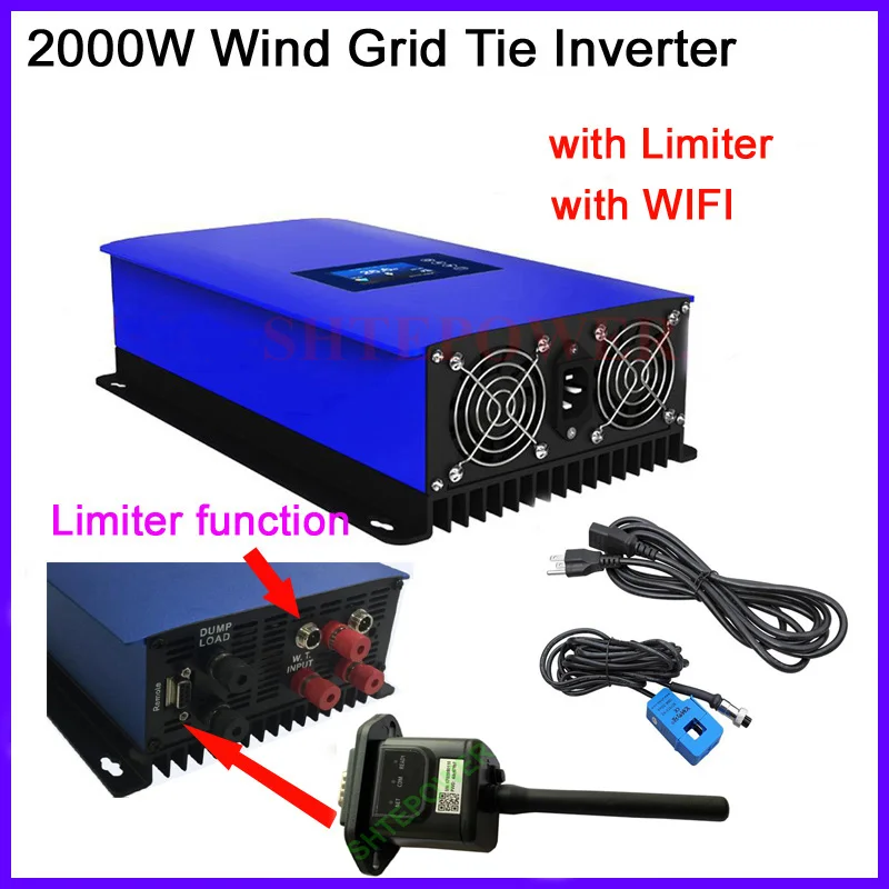 Wind turbines grid tie system power inverter 2000W MPPT AC 45-90V input 72V second genertor with wifi plug dump load | Обустройство