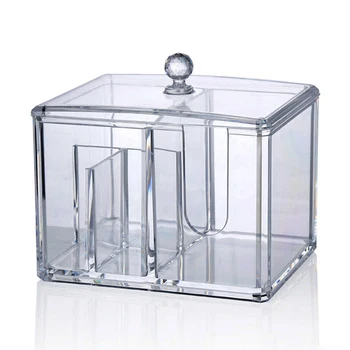

2 in 1 Transparent Cotton Swab Box Holder Acrylic Makeup Pads Storage Box Desktop Organizer Jewelry Case for Cosmetics
