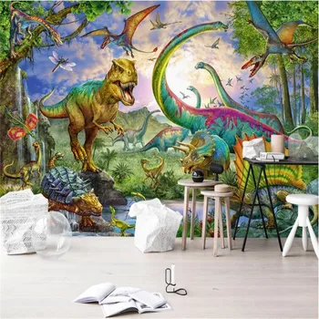 

milofi custom large wallpaper mural hand-painted jurassic park dinosaur tyrannosaurus dragon wing background wallpaper mural