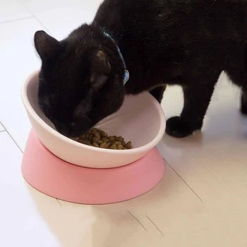 

Japanese Cat Bowl Cute Wind Quality Resin Small Dog Ultra-small Dog Cat Tilting Cat Bowl At Any Angle Pets Protection Neck Bowl