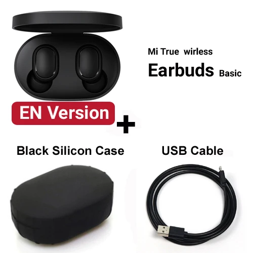EN add Case Cable Inlock Xiaomi Redmi Airdots Xiaomi Беспроводные Наушники управление голосом Bluetooth 5,0 контроль шумоподавления - Цвет: EN add Case Cable