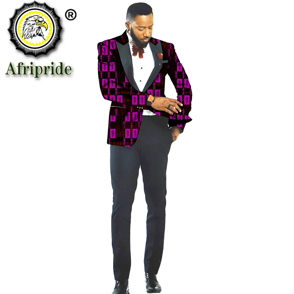 

African Clothes for Men Dashiki Printed Jacket Slim Fit Plus Size Coats Ankara Outwear Tribal Outfits Dress Suit S2014006