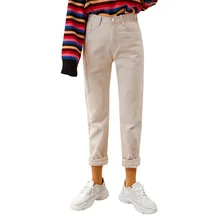 Плюс вельветовые джинсы для женщин уличная одежда белые с высокой талией эластичные прямые манжеты длина по щиколотку брюки размера плюс