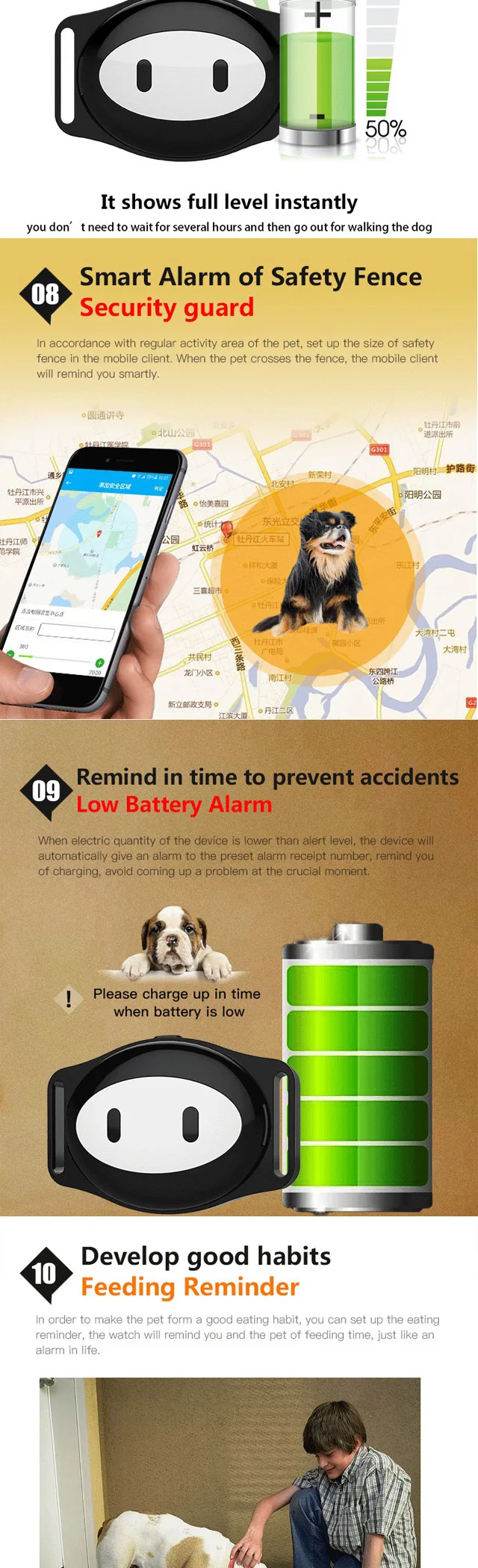 Локатор домашних животных, gps-трекер, собака, кошка, анти-потеря, отслеживающее устройство, микро водонепроницаемое кольцо для шеи