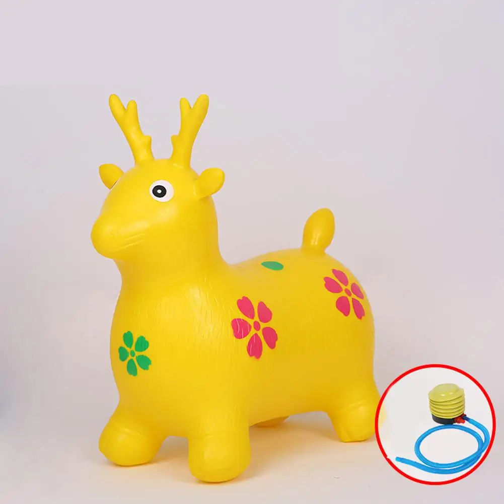 Kuulee ребенок надувание лошадь Хоппер стабильный пластик ребенок утолщаются Верховая езда прыжки лошадь ребенок kangoo джемпер - Цвет: Yellow no music