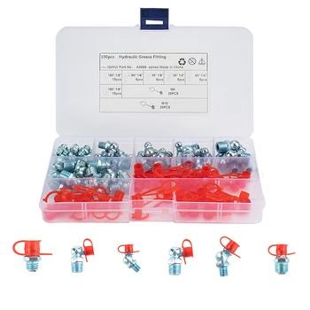 

50-Pieces MM Metric Hydraulic Zerk Grease Fitting with 50Pcs Caps Assortment Set Kit - M6 M10 StraightAngled Fittings