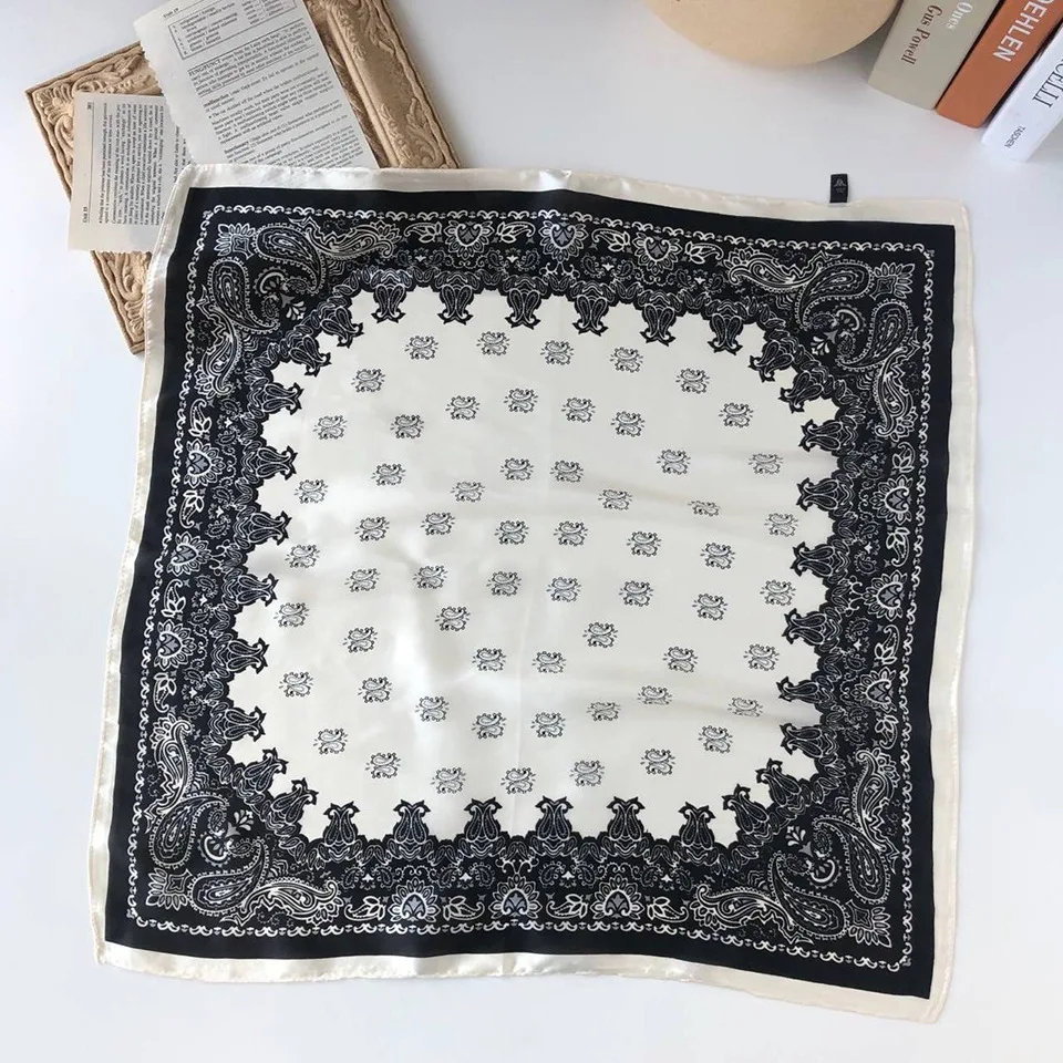 

60cm Spring autumn small square Silk scarf for men or women cashew nut printed Retro tie scarf men Pocket towel Handkerchiefs